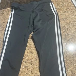 adidas Climalite Womens Capri Leggings Black Youth Size Small Adjustable